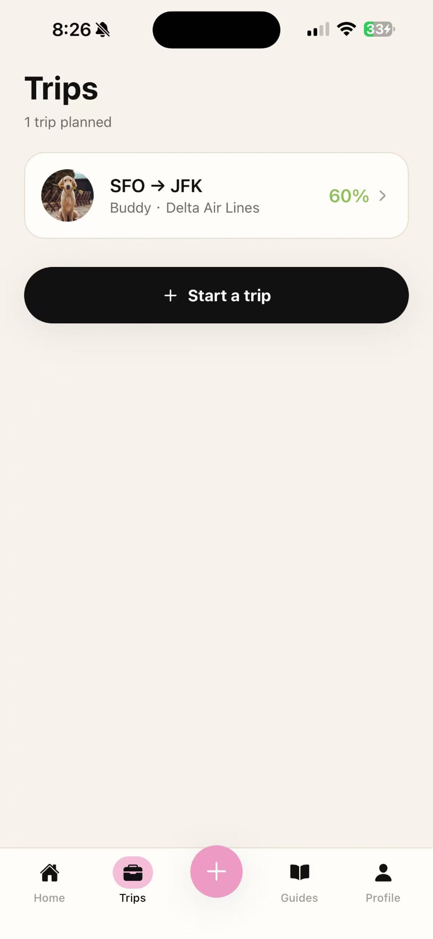 Trips — 行程列表与完成度